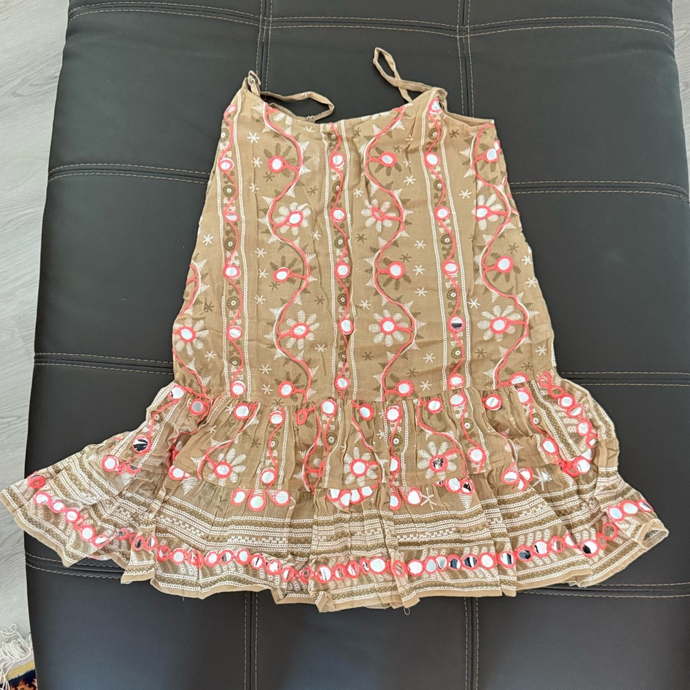 JULIET DUNN LONDON BROWN WITH PINK STRIPES SPAGHETTI STRAPS